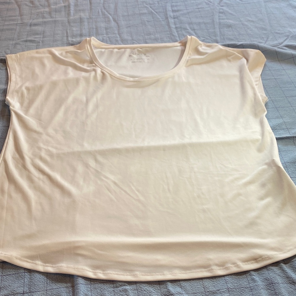 Chico's Short Sleeve Round Neck Tee - White